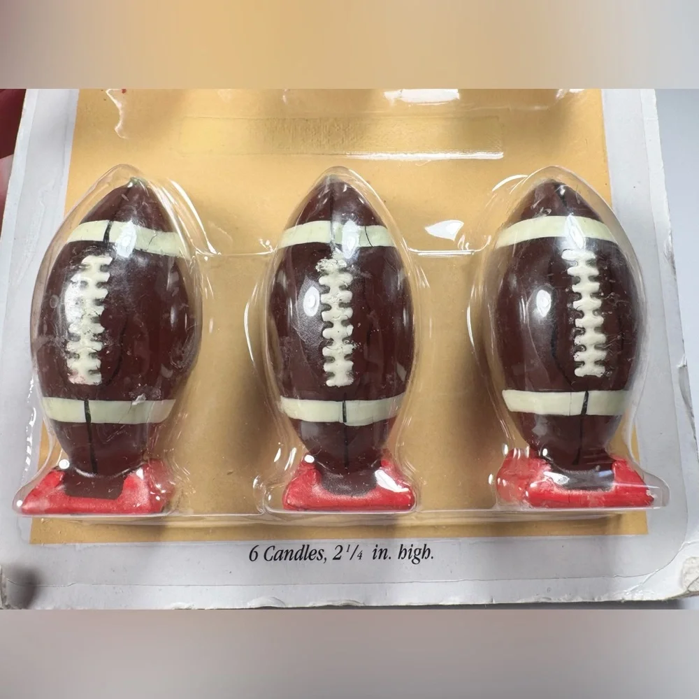 Vintage 1998 Football Candles by Wilton (6) NFL Superbowl Birthday 2